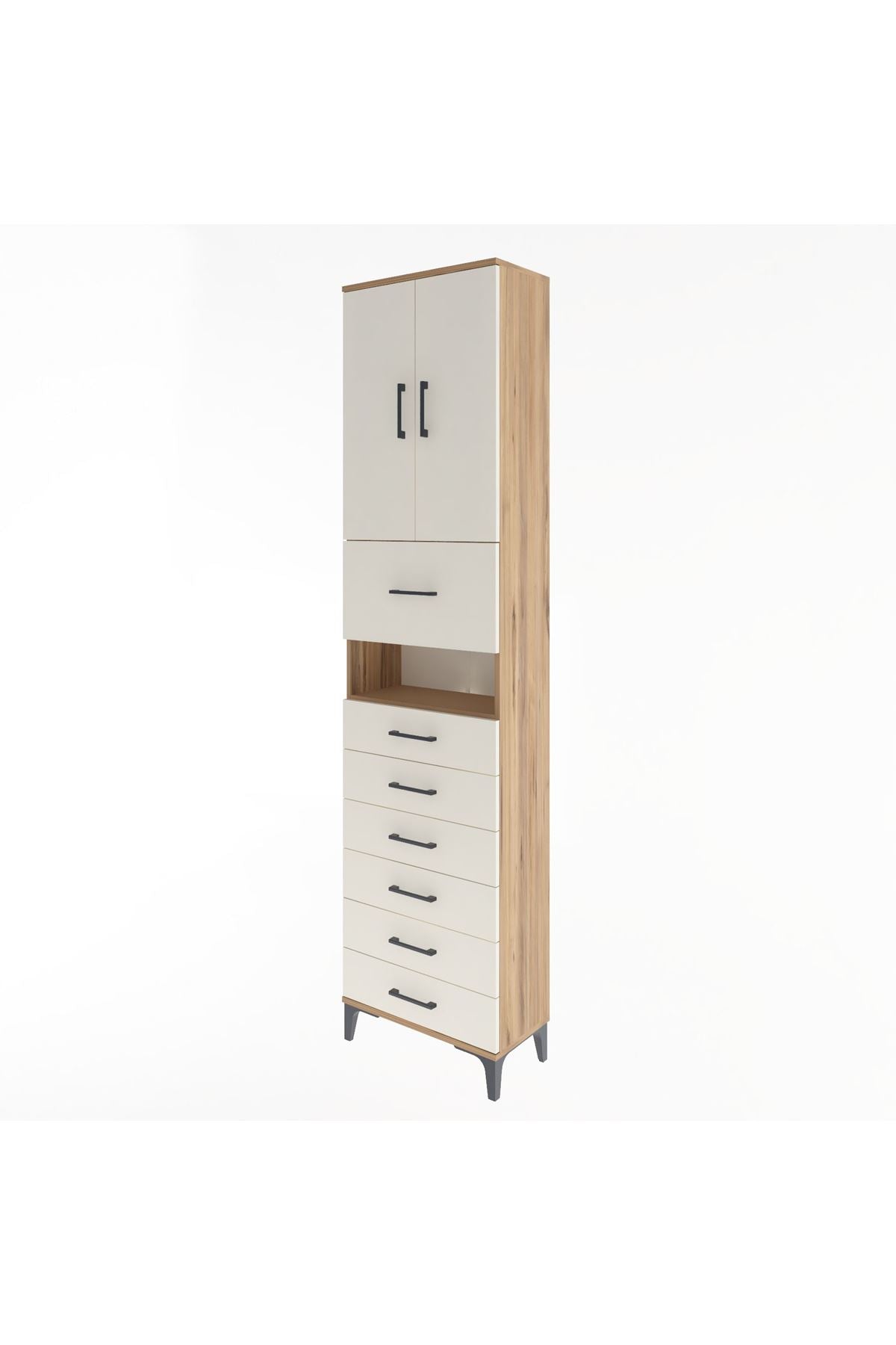 Arges Dolap 3 Raflı 6 Çekmeceli 2 Kapaklı 60x30x243 - S32M050V7A