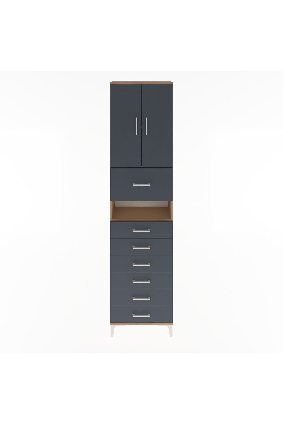 Arges Dolap 3 Raflı 6 Çekmeceli 2 Kapaklı 60x30x243 - S32M050V8A