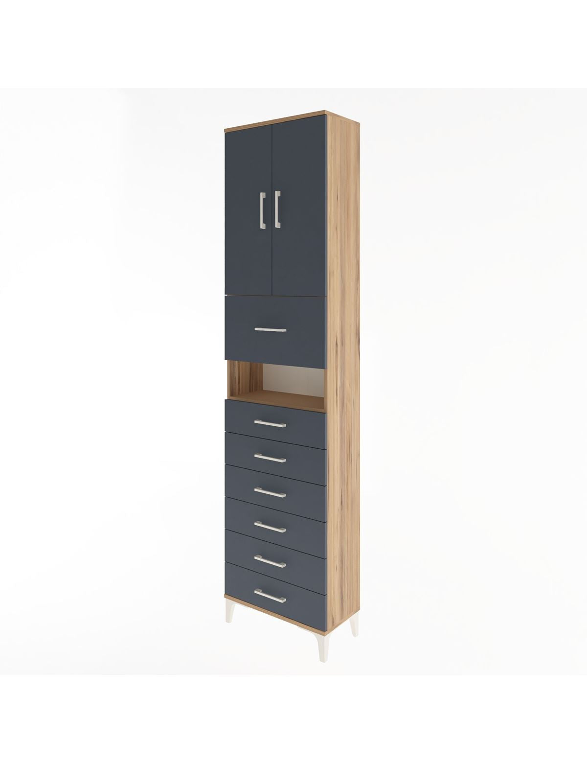 Arges Dolap 3 Raflı 6 Çekmeceli 2 Kapaklı 60x30x243 - S32M050V8A