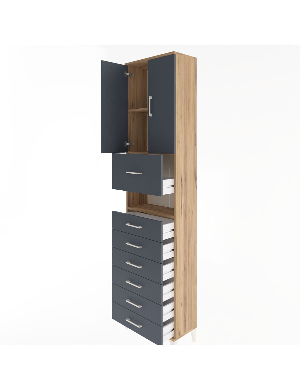Arges Dolap 3 Raflı 6 Çekmeceli 2 Kapaklı 60x30x243 - S32M050V8A