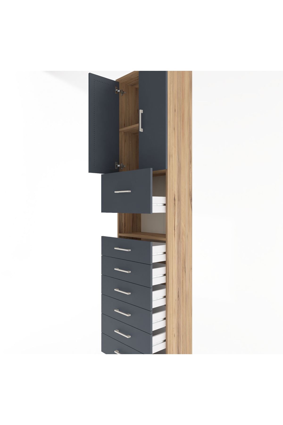 Arges Dolap 3 Raflı 6 Çekmeceli 2 Kapaklı 60x30x243 - S32M050V8A