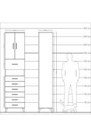 Arges Dolap 3 Raflı 6 Çekmeceli 2 Kapaklı 60x30x243 - S32M050V8A