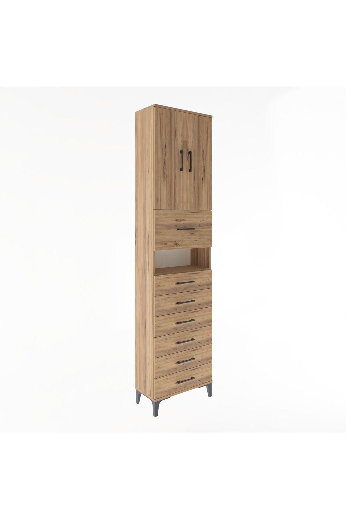 Arges Dolap 3 Raflı 6 Çekmeceli 2 Kapaklı 60x30x243 - S32M050V9A