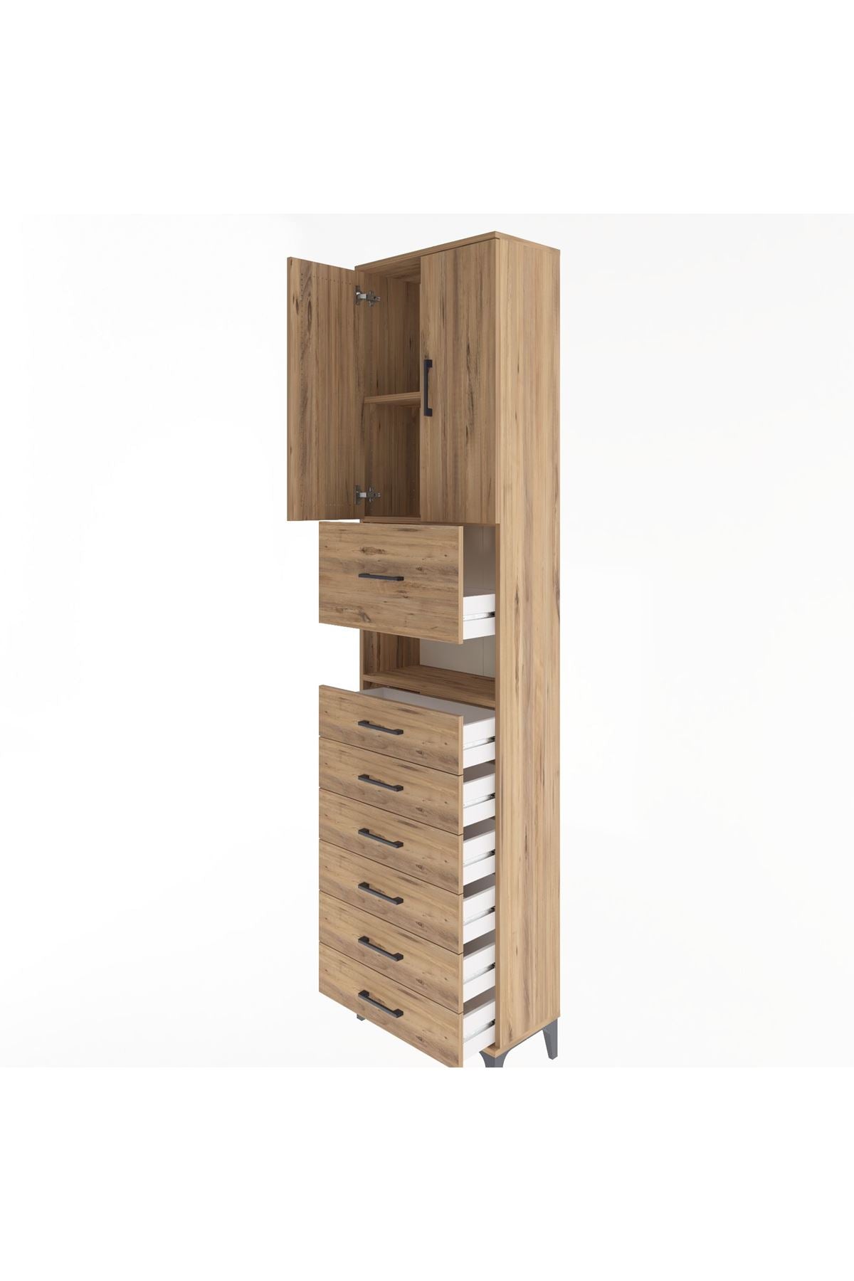 Arges Dolap 3 Raflı 6 Çekmeceli 2 Kapaklı 60x30x243 - S32M050V9A