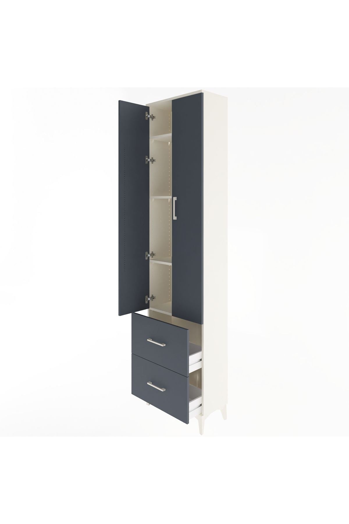 Arges Dolap 4 Raflı 2 Çekmeceli 2 Kapaklı 60x30x243 - S32M051V2A