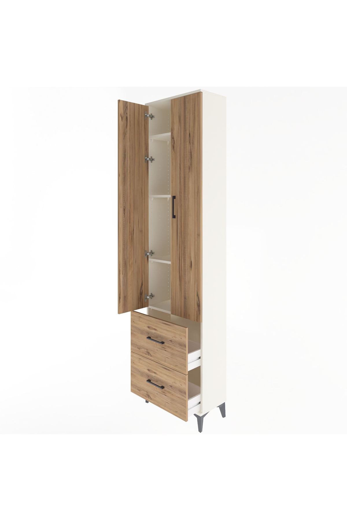 Arges Dolap 4 Raflı 2 Çekmeceli 2 Kapaklı 60x30x243 - S32M051V3A