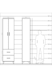 Arges Dolap 4 Raflı 2 Çekmeceli 2 Kapaklı 60x30x243 - S32M051V3A