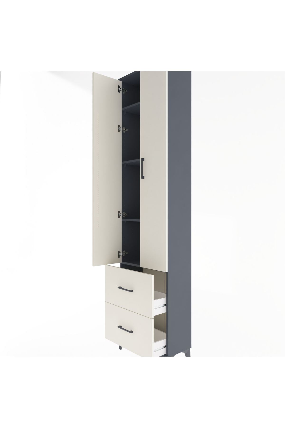 Arges Dolap 4 Raflı 2 Çekmeceli 2 Kapaklı 60x30x243 - S32M051V4A