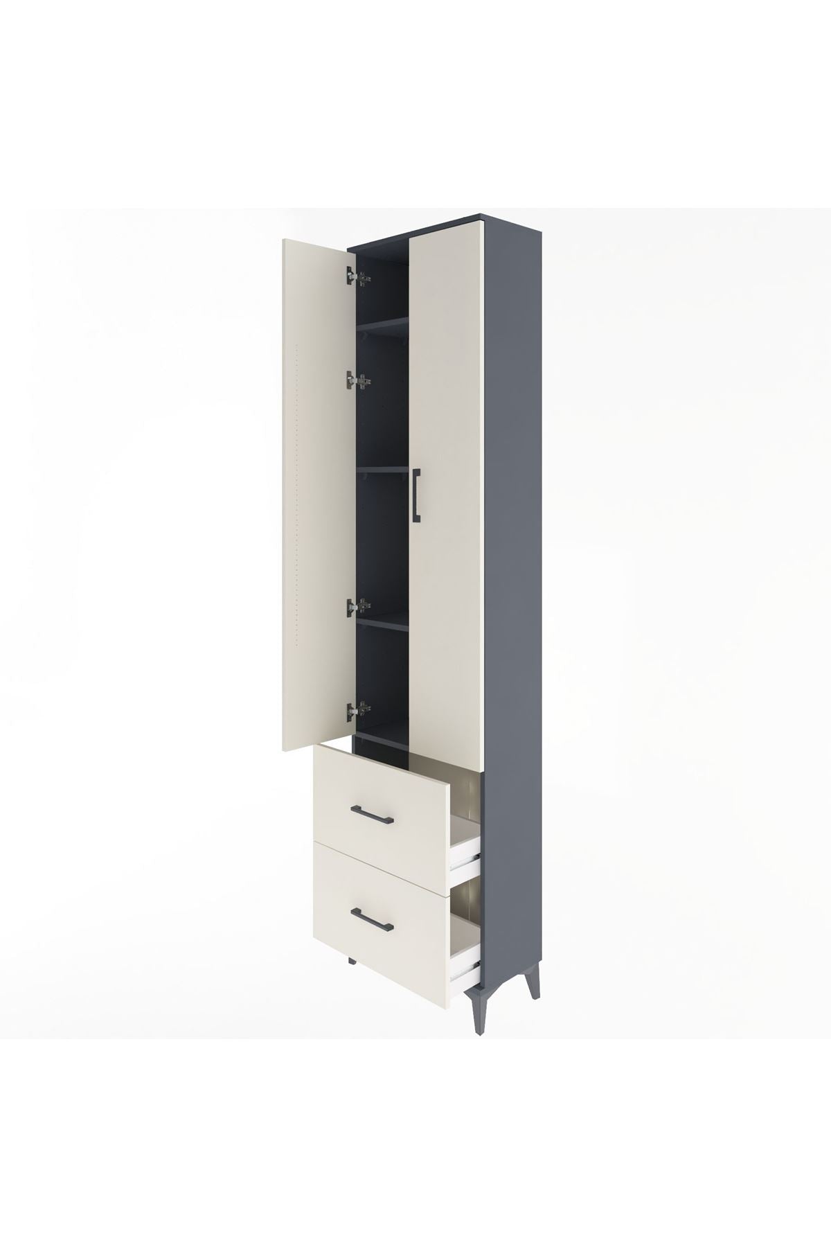 Arges Dolap 4 Raflı 2 Çekmeceli 2 Kapaklı 60x30x243 - S32M051V4A