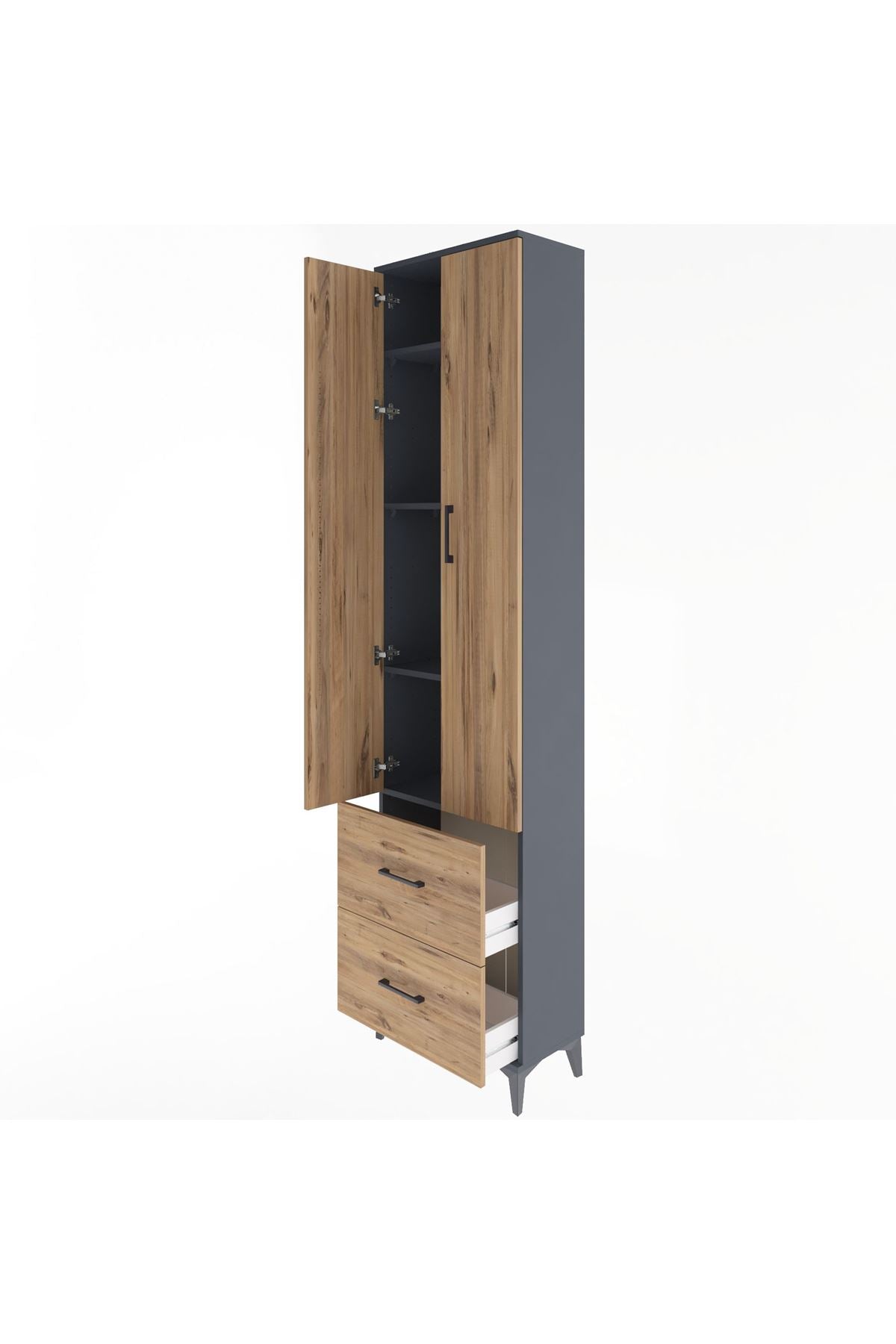 Arges Dolap 4 Raflı 2 Çekmeceli 2 Kapaklı 60x30x243 - S32M051V6A