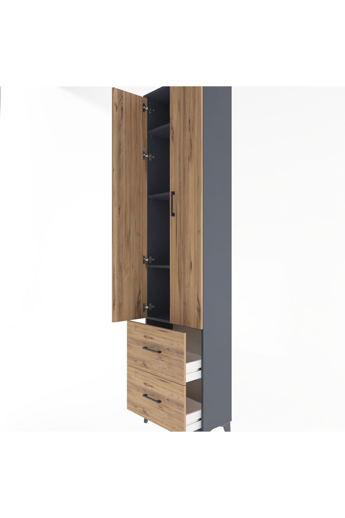 Arges Dolap 4 Raflı 2 Çekmeceli 2 Kapaklı 60x30x243 - S32M051V6A