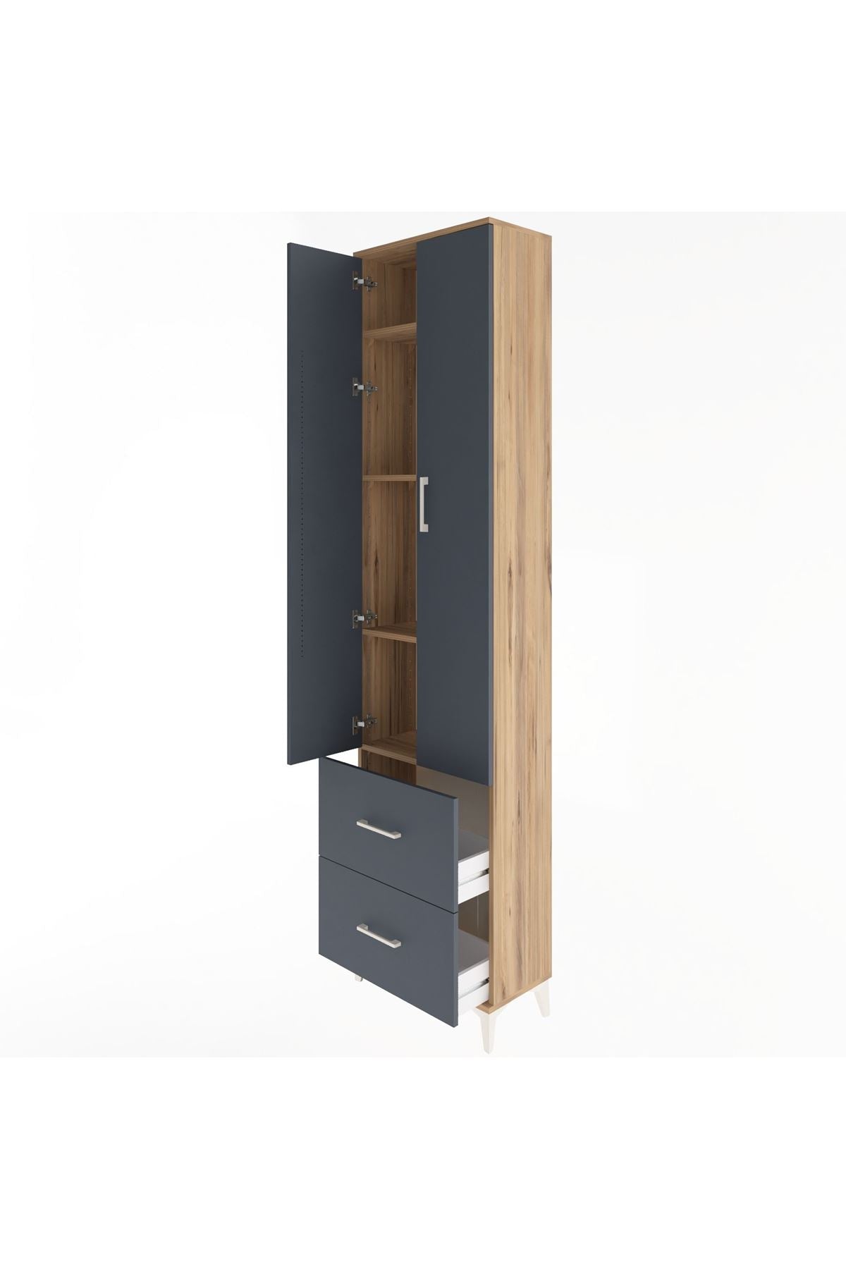 Arges Dolap 4 Raflı 2 Çekmeceli 2 Kapaklı 60x30x243 - S32M051V8A