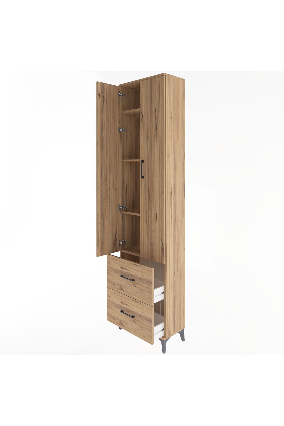 Arges Dolap 4 Raflı 2 Çekmeceli 2 Kapaklı 60x30x243 - S32M051V9A