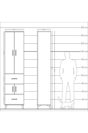 Arges Dolap 5 Raflı 2 Çekmeceli 4 Kapaklı 60x30x243 - S32M052V1A