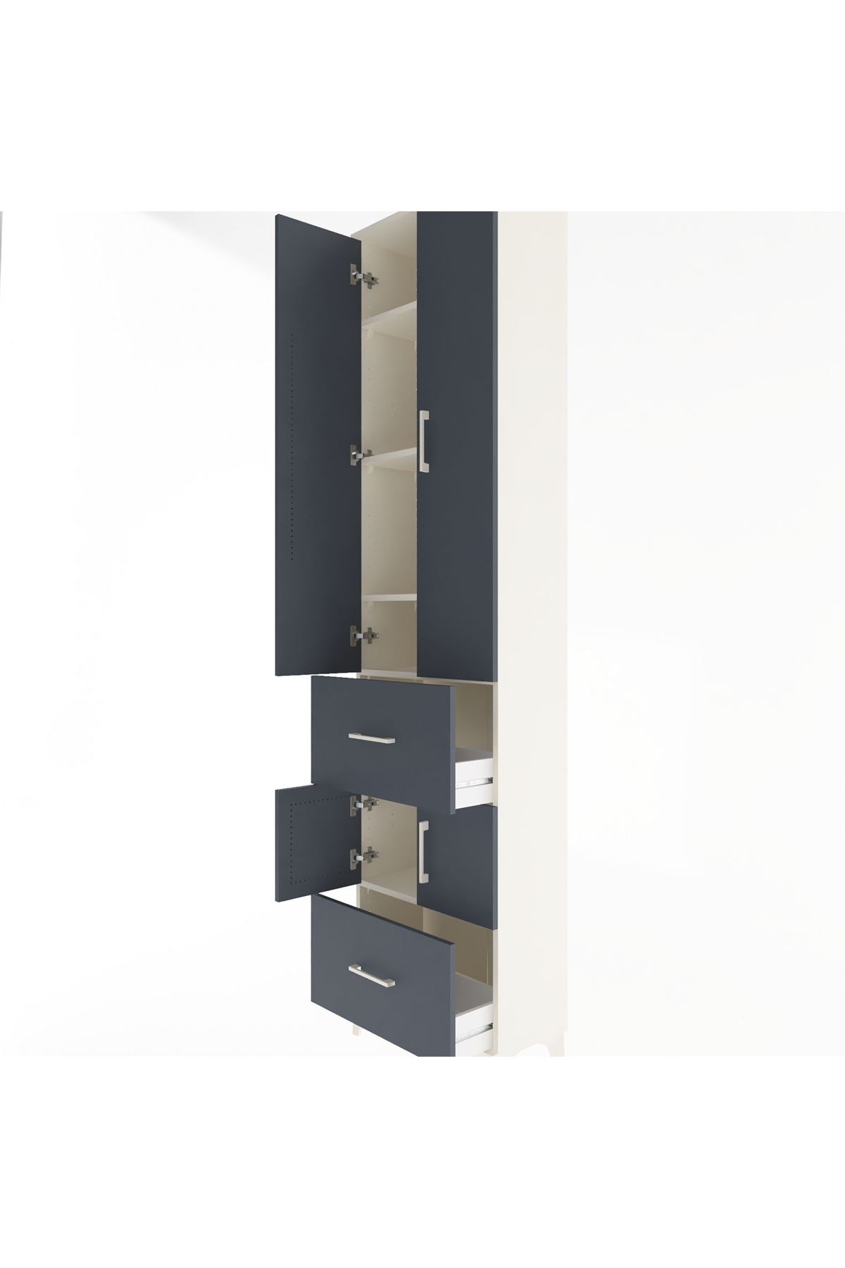 Arges Dolap 5 Raflı 2 Çekmeceli 4 Kapaklı 60x30x243 - S32M052V2A