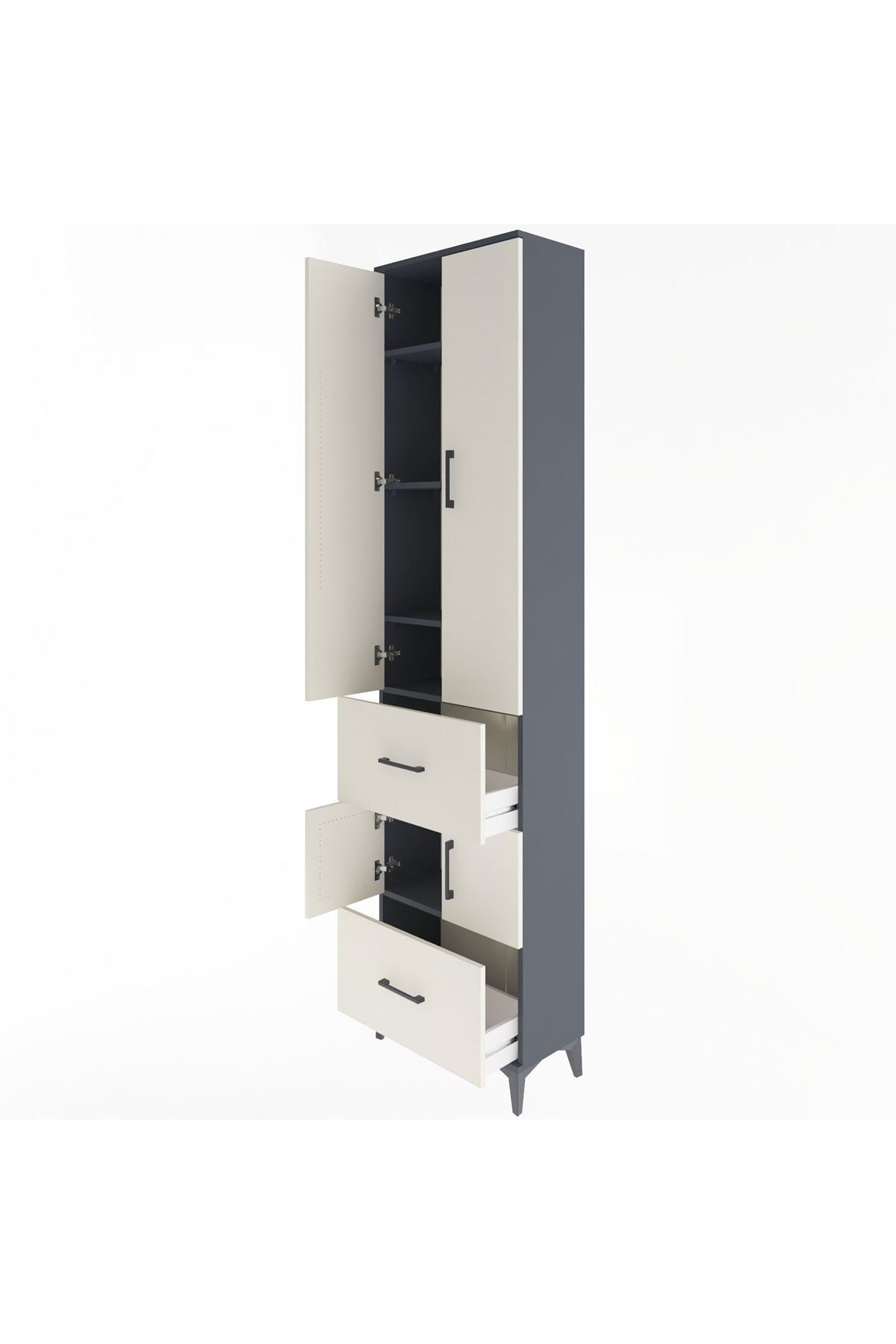 Arges Dolap 5 Raflı 2 Çekmeceli 4 Kapaklı 60x30x243 - S32M052V4A