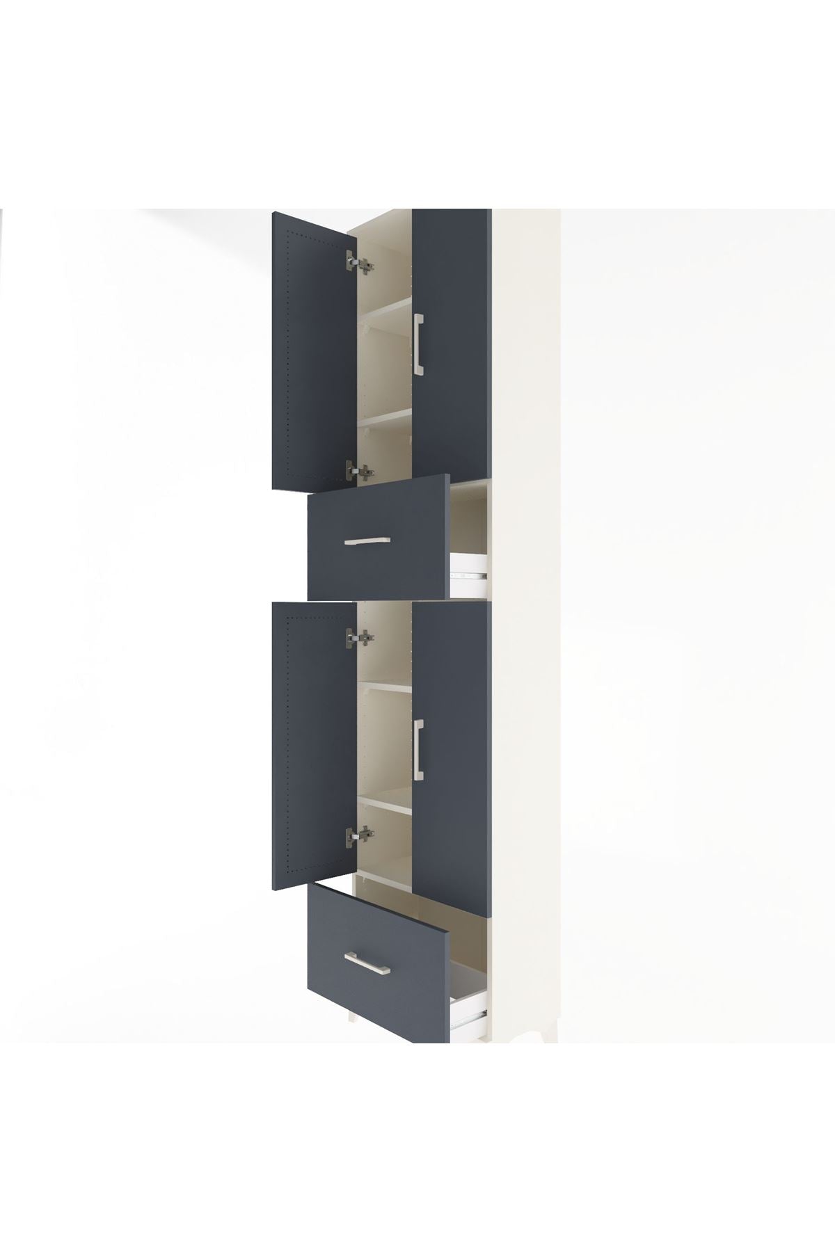 Arges Dolap 6 Raflı 2 Çekmeceli 4 Kapaklı 60x30x243 - S32M053V2A