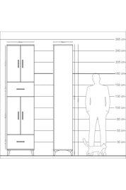 Arges Dolap 6 Raflı 2 Çekmeceli 4 Kapaklı 60x30x243 - S32M053V3A