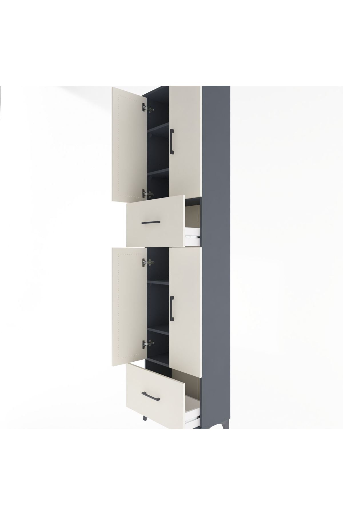 Arges Dolap 6 Raflı 2 Çekmeceli 4 Kapaklı 60x30x243 - S32M053V4A