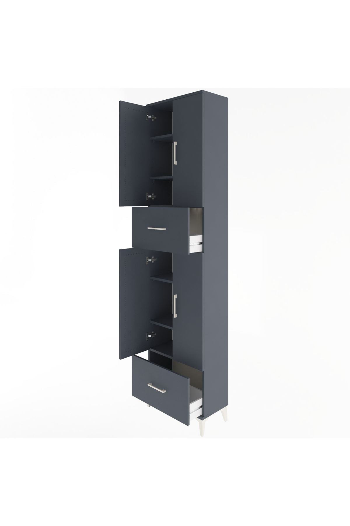 Arges Dolap 6 Raflı 2 Çekmeceli 4 Kapaklı 60x30x243 - S32M053V5A