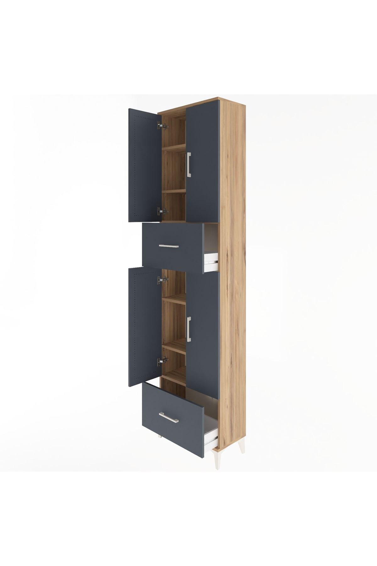 Arges Dolap 6 Raflı 2 Çekmeceli 4 Kapaklı 60x30x243 - S32M053V8A