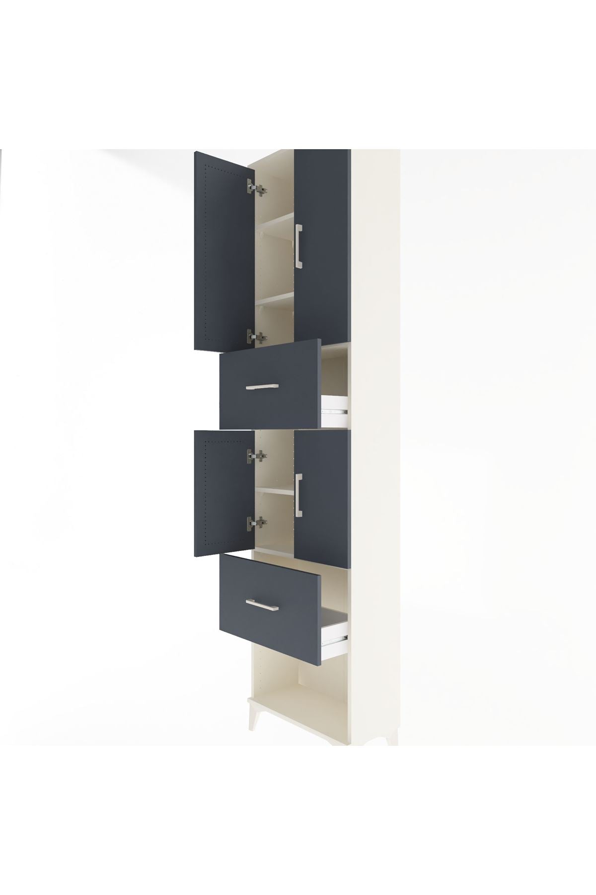 Arges Dolap 5 Raflı 2 Çekmeceli 4 Kapaklı 60x30x243 - S32M054V2A