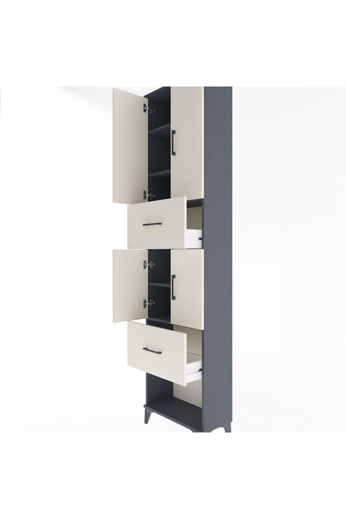 Arges Dolap 5 Raflı 2 Çekmeceli 4 Kapaklı 60x30x243 - S32M054V4A