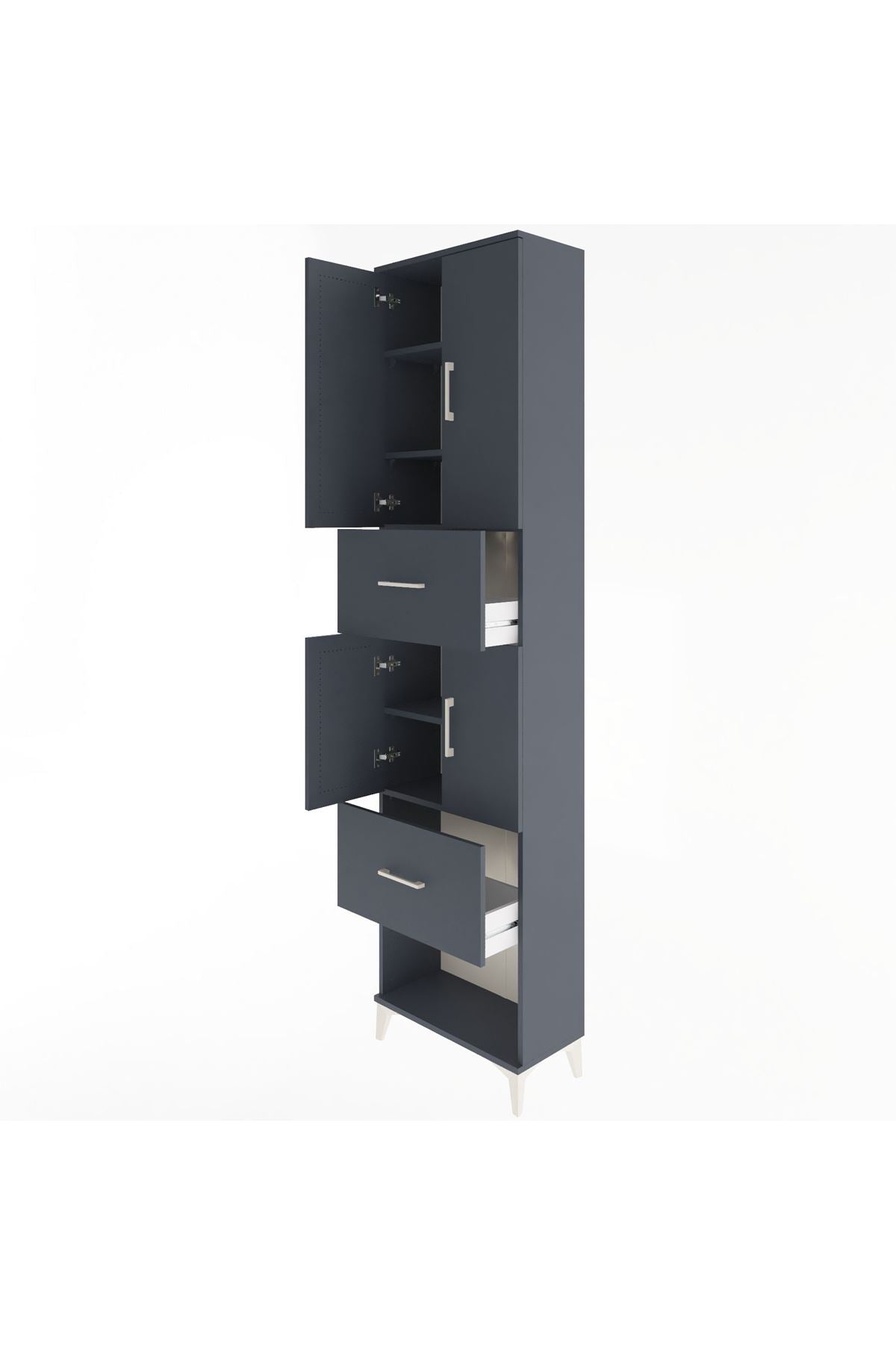 Arges Dolap 5 Raflı 2 Çekmeceli 4 Kapaklı 60x30x243 - S32M054V5A