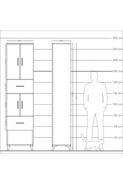 Arges Dolap 5 Raflı 2 Çekmeceli 4 Kapaklı 60x30x243 - S32M054V6A