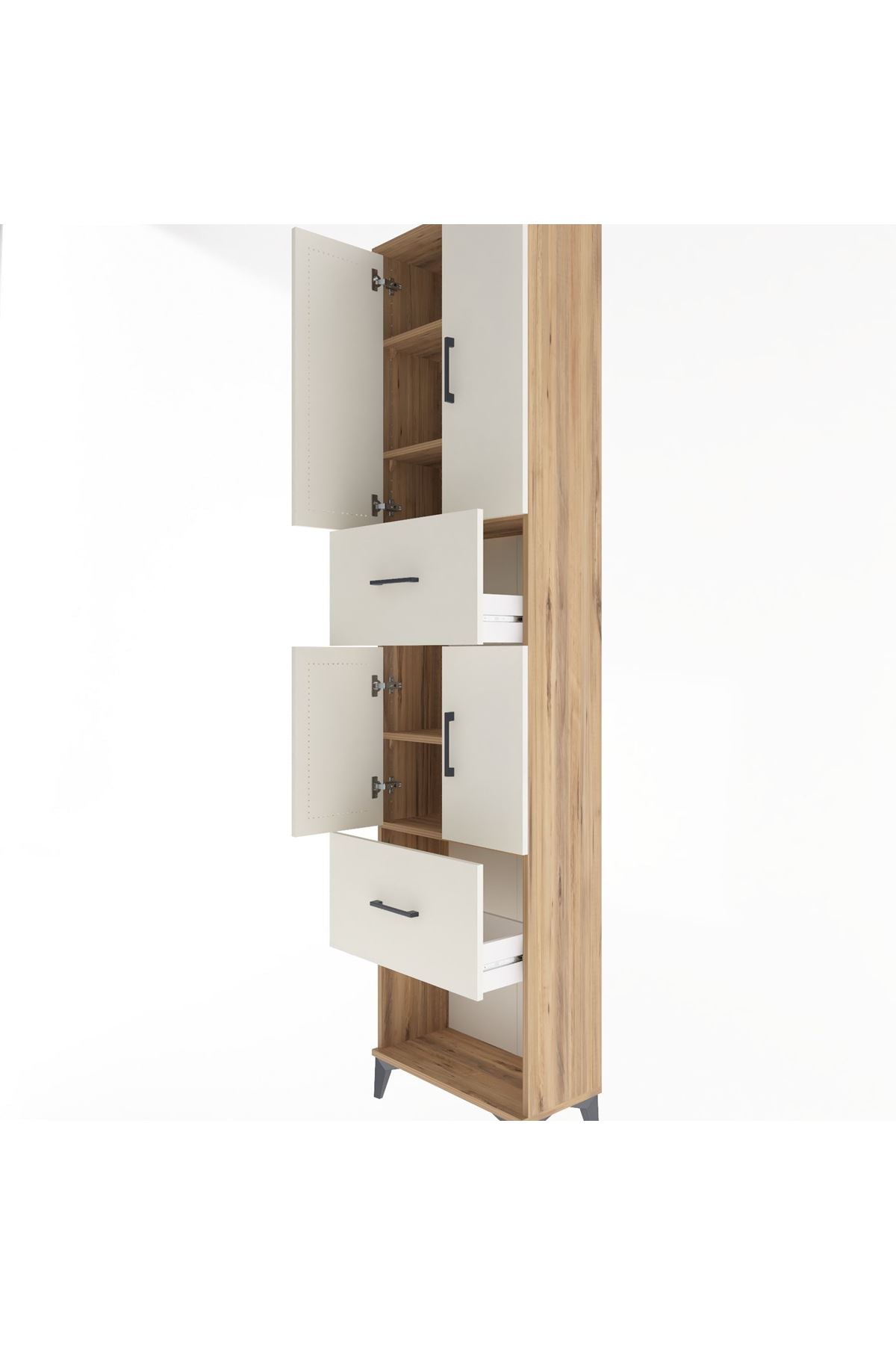 Arges Dolap 5 Raflı 2 Çekmeceli 4 Kapaklı 60x30x243 - S32M054V7A