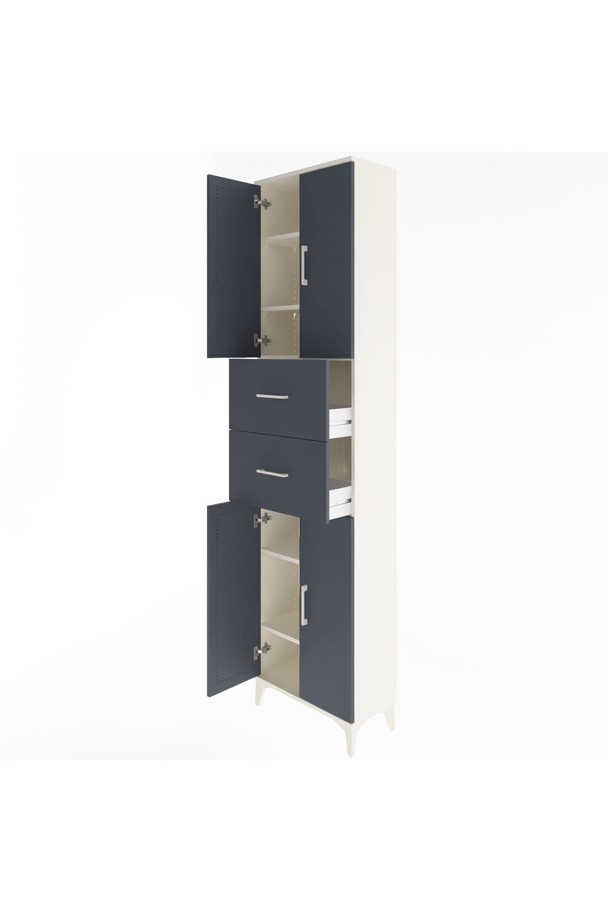 Arges Dolap 5 Raflı 2 Çekmeceli 4 Kapaklı 60x30x243 - S32M055V2A