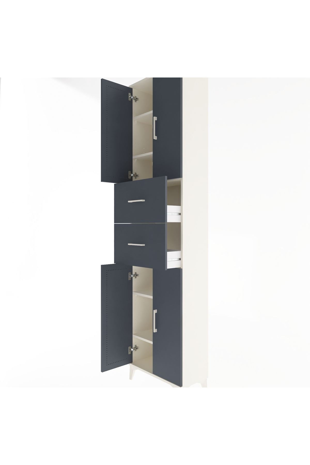 Arges Dolap 5 Raflı 2 Çekmeceli 4 Kapaklı 60x30x243 - S32M055V2A