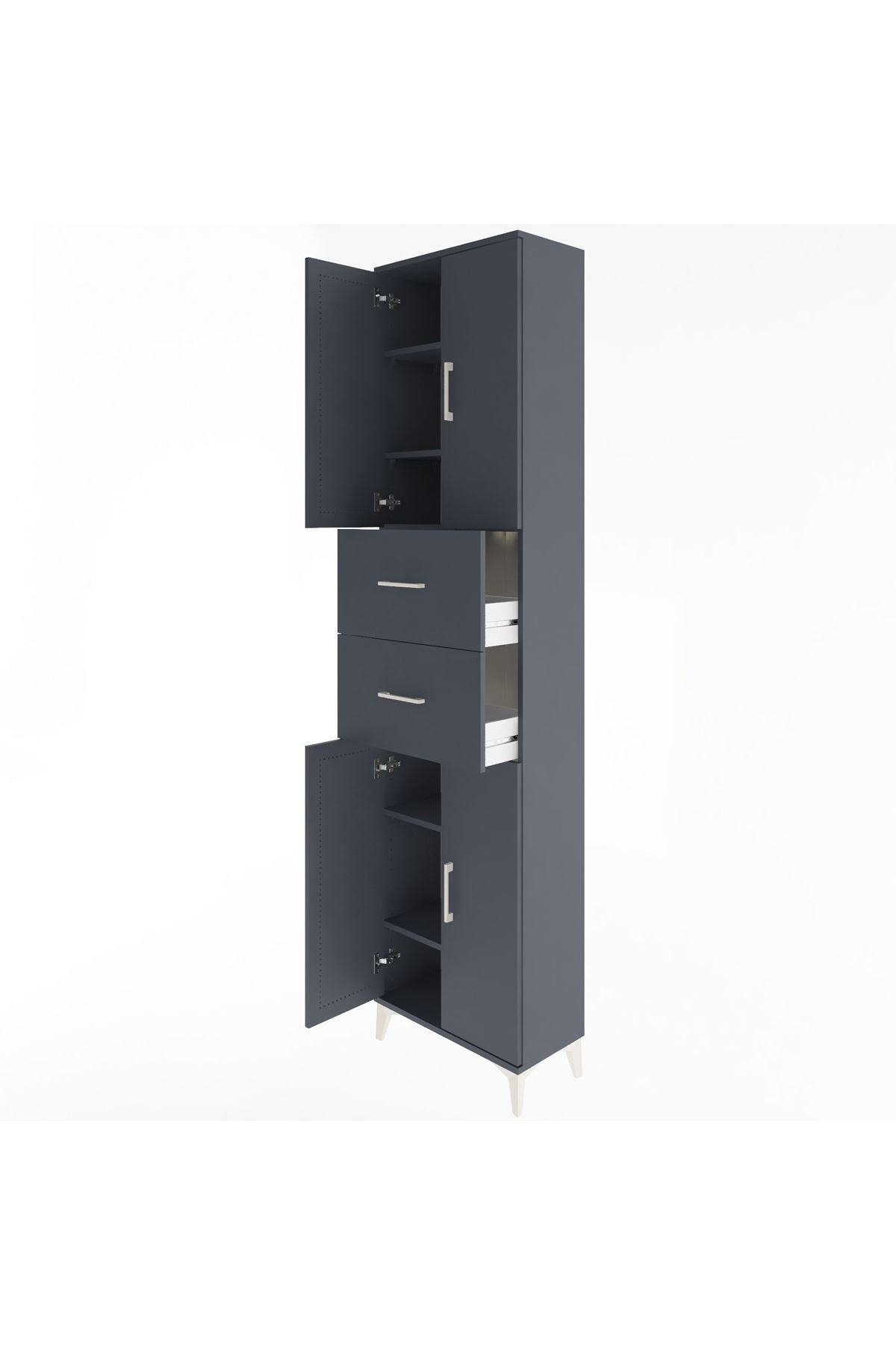 Arges Dolap 5 Raflı 2 Çekmeceli 4 Kapaklı 60x30x243 - S32M055V5A