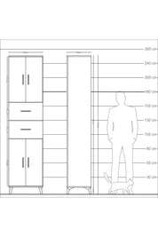 Arges Dolap 5 Raflı 2 Çekmeceli 4 Kapaklı 60x30x243 - S32M055V7A