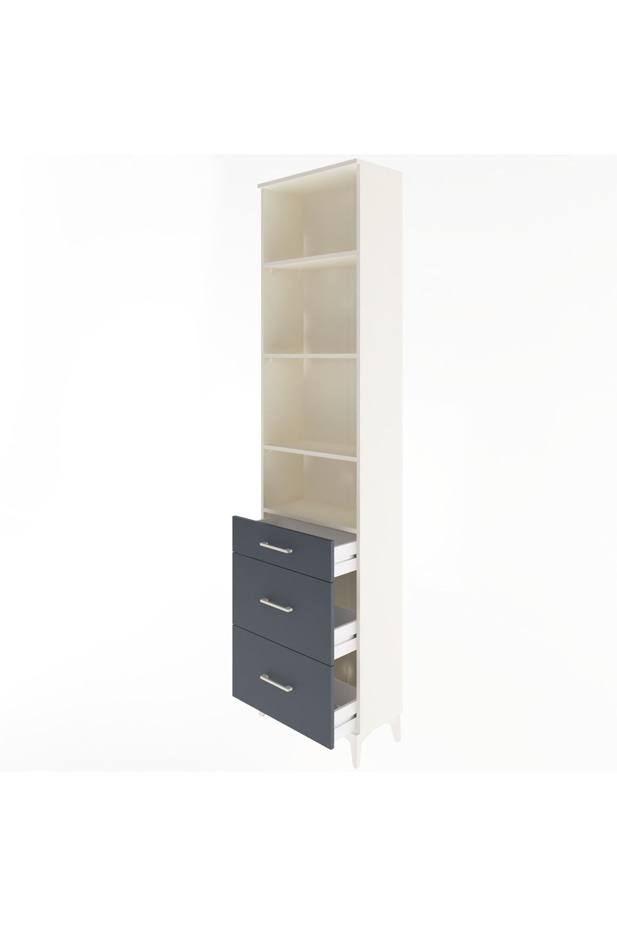 Arges Dolap 4 Raflı 3 Çekmeceli 60x30x243 - S32M056V2A