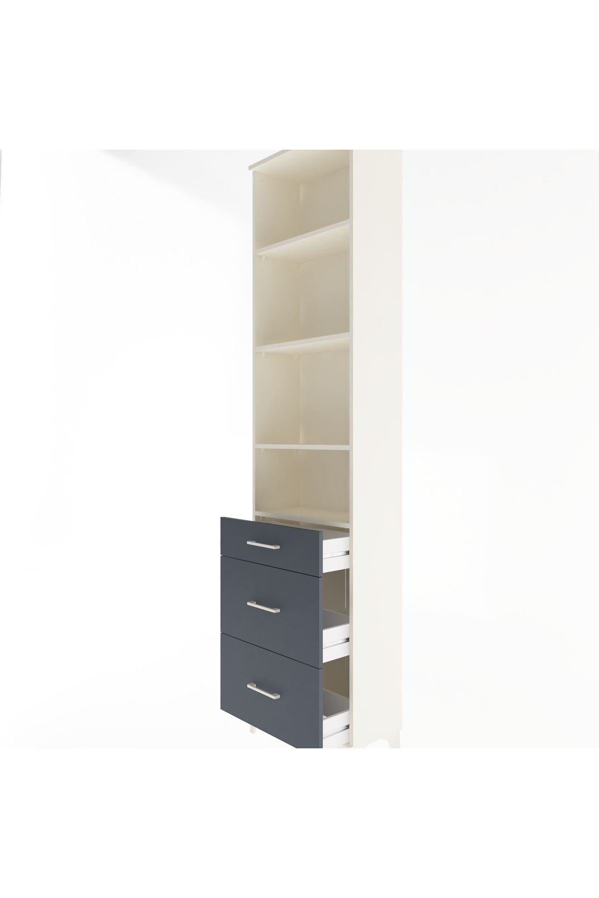 Arges Dolap 4 Raflı 3 Çekmeceli 60x30x243 - S32M056V2A