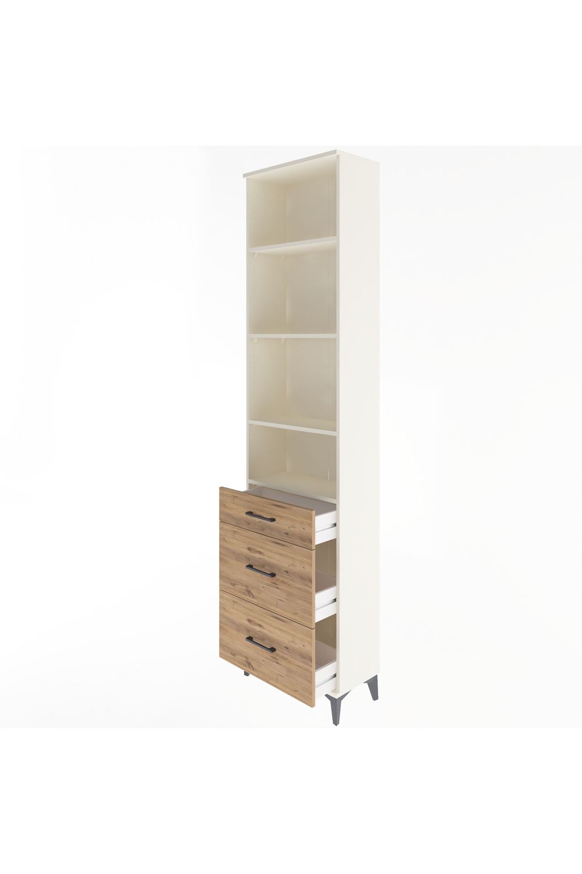 Arges Dolap 4 Raflı 3 Çekmeceli 60x30x243 - S32M056V3A