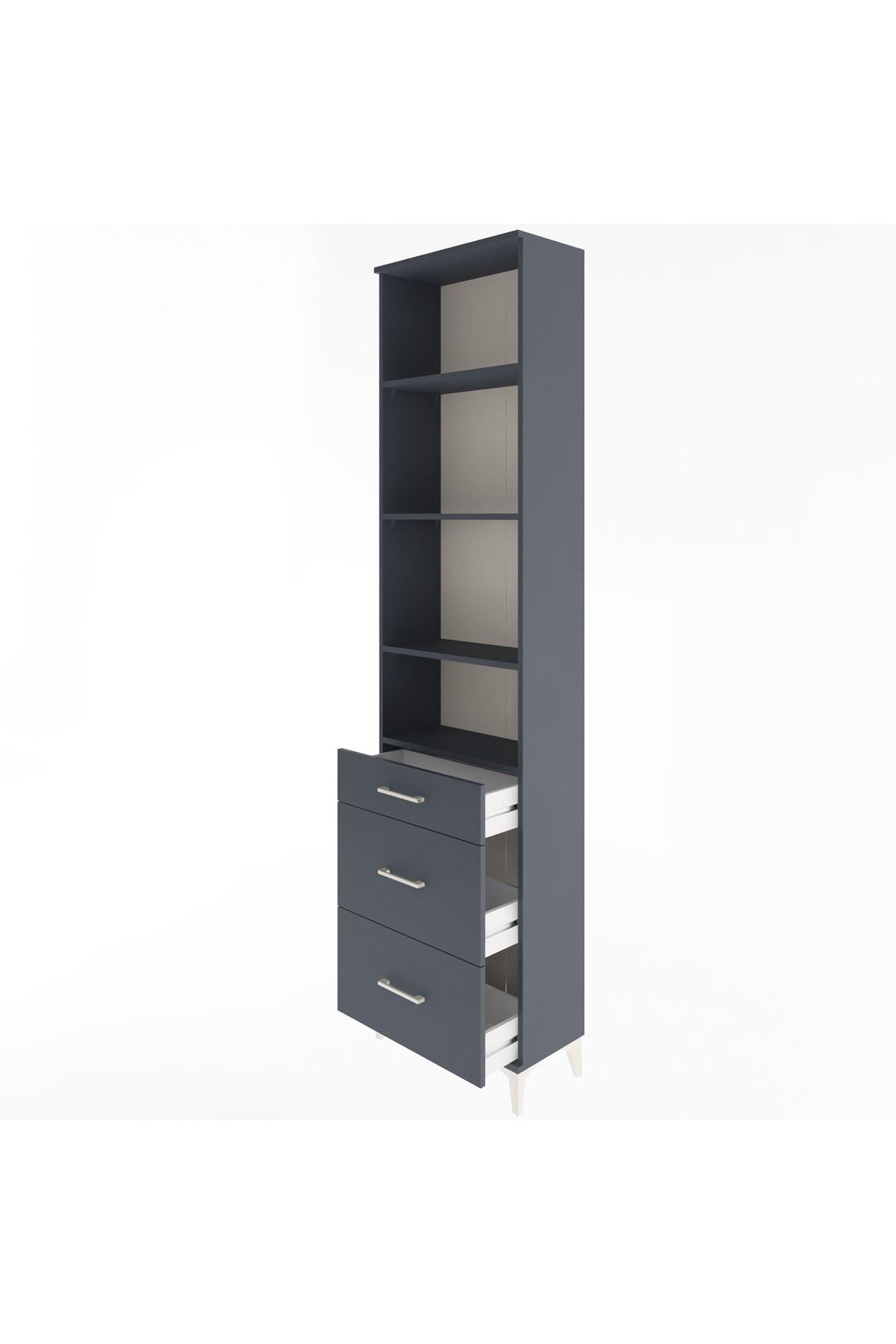 Arges Dolap 4 Raflı 3 Çekmeceli 60x30x243 - S32M056V5A
