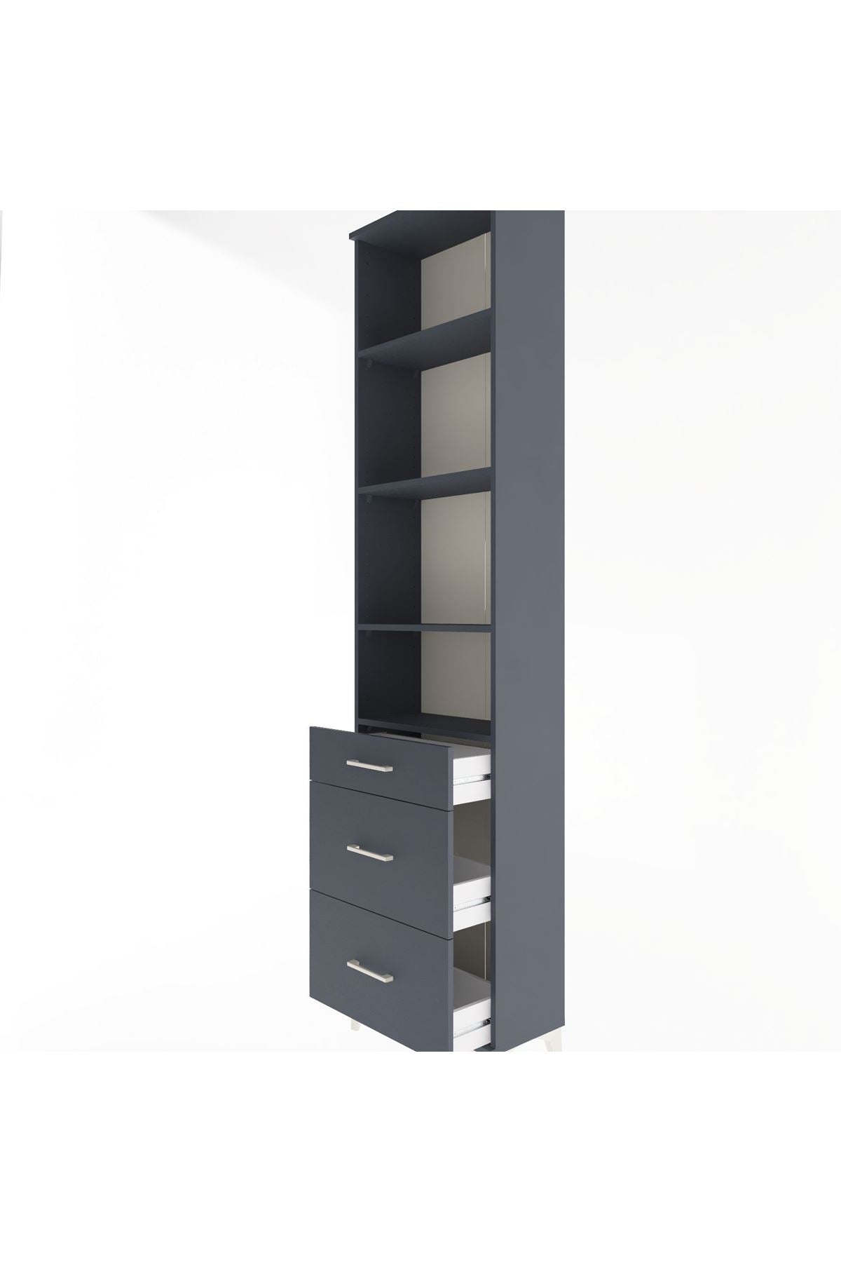 Arges Dolap 4 Raflı 3 Çekmeceli 60x30x243 - S32M056V5A