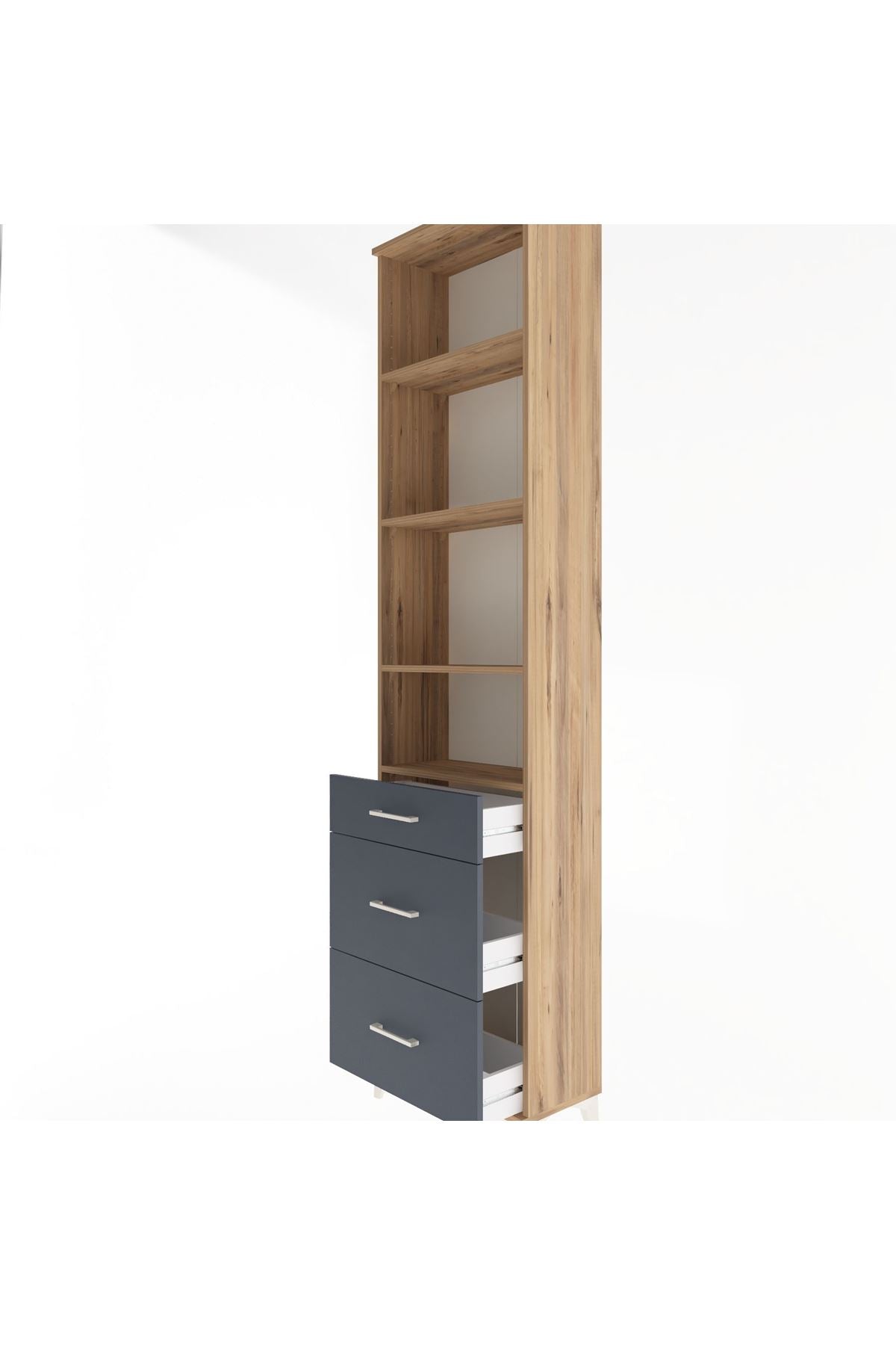 Arges Dolap 4 Raflı 3 Çekmeceli 60x30x243 - S32M056V8A