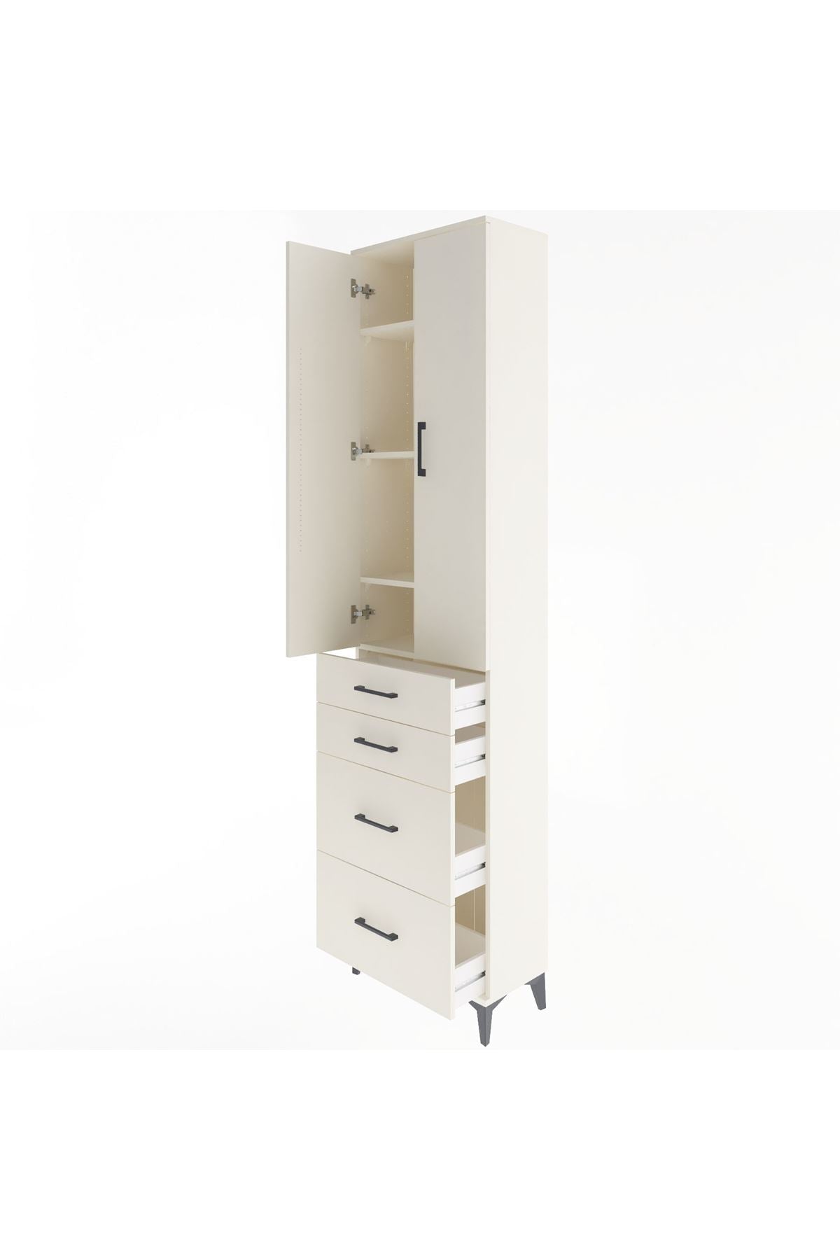 Arges Dolap 4 Raflı 4 Çekmeceli 2 Kapaklı 60x30x243 - S32M057V1A