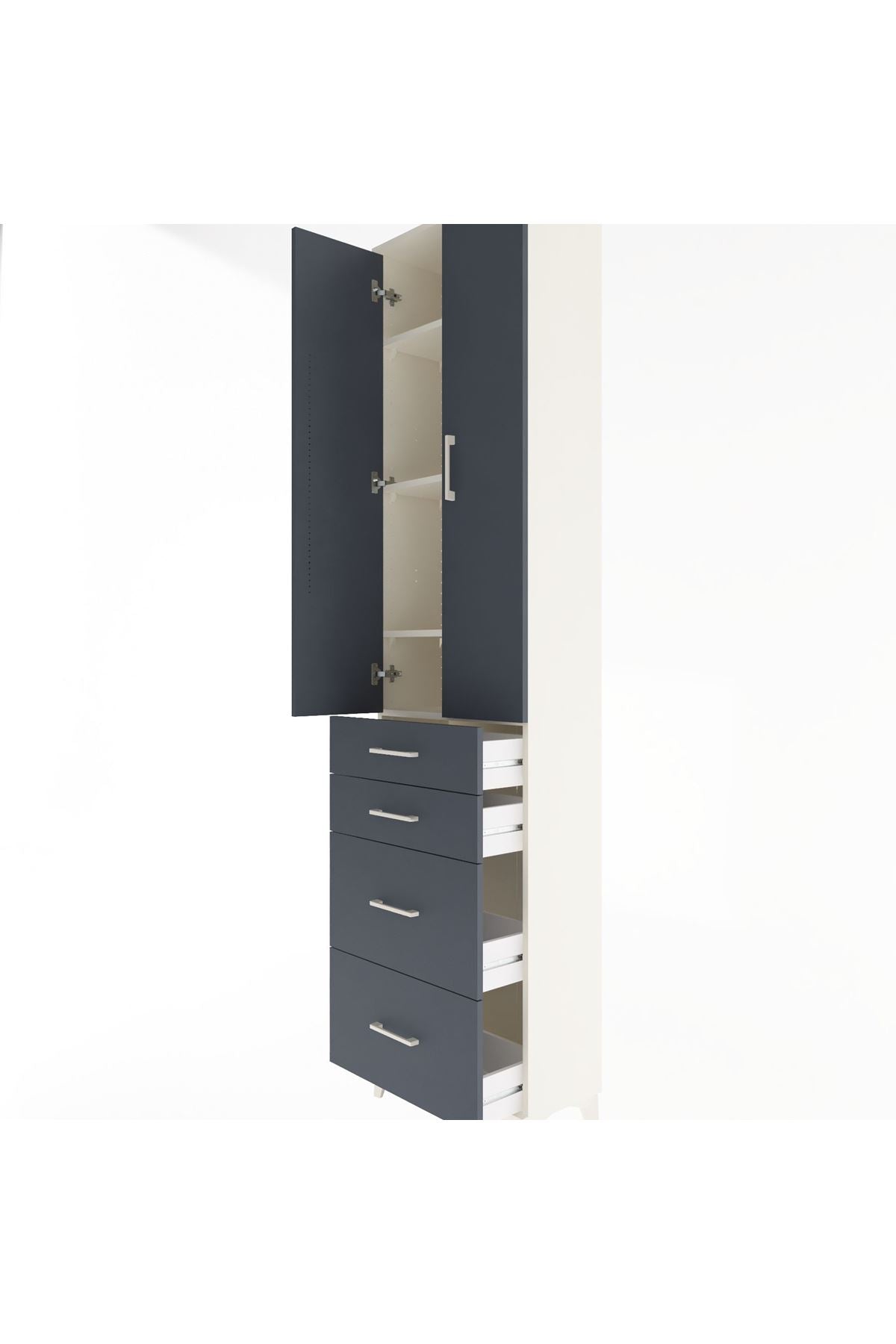 Arges Dolap 4 Raflı 4 Çekmeceli 2 Kapaklı 60x30x243 - S32M057V2A