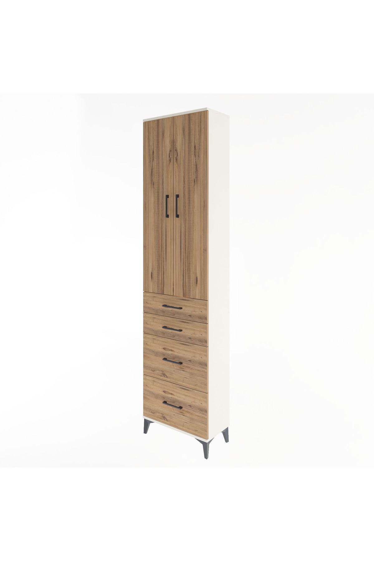 Arges Dolap 4 Raflı 4 Çekmeceli 2 Kapaklı 60x30x243 - S32M057V3A