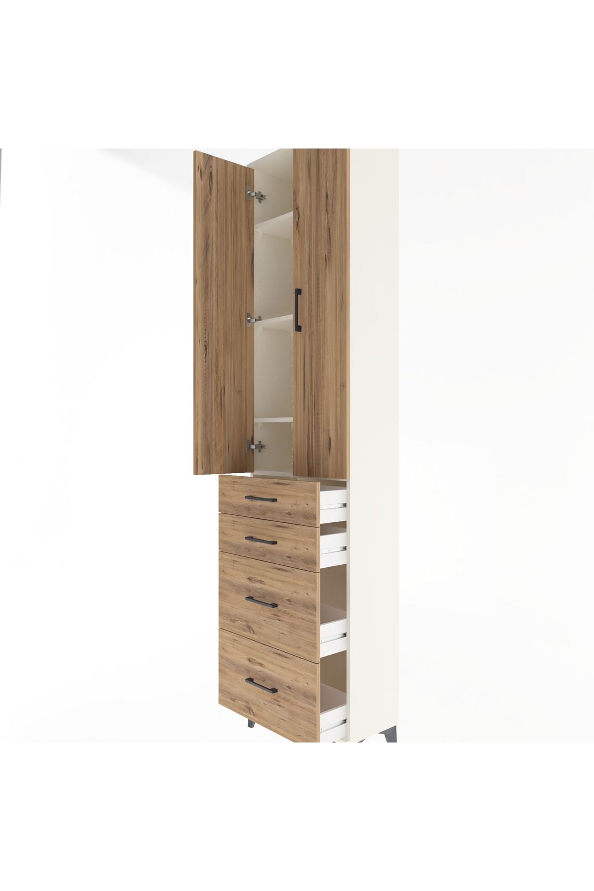 Arges Dolap 4 Raflı 4 Çekmeceli 2 Kapaklı 60x30x243 - S32M057V3A