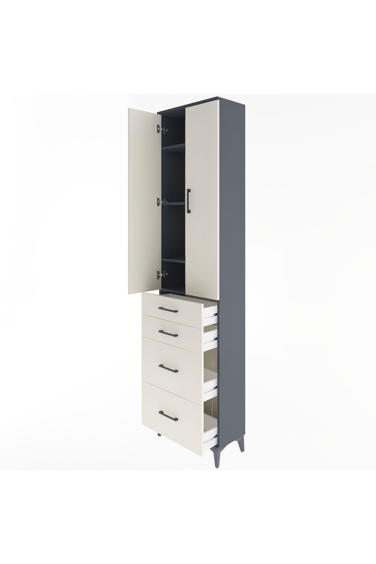 Arges Dolap 4 Raflı 4 Çekmeceli 2 Kapaklı 60x30x243 - S32M057V4A