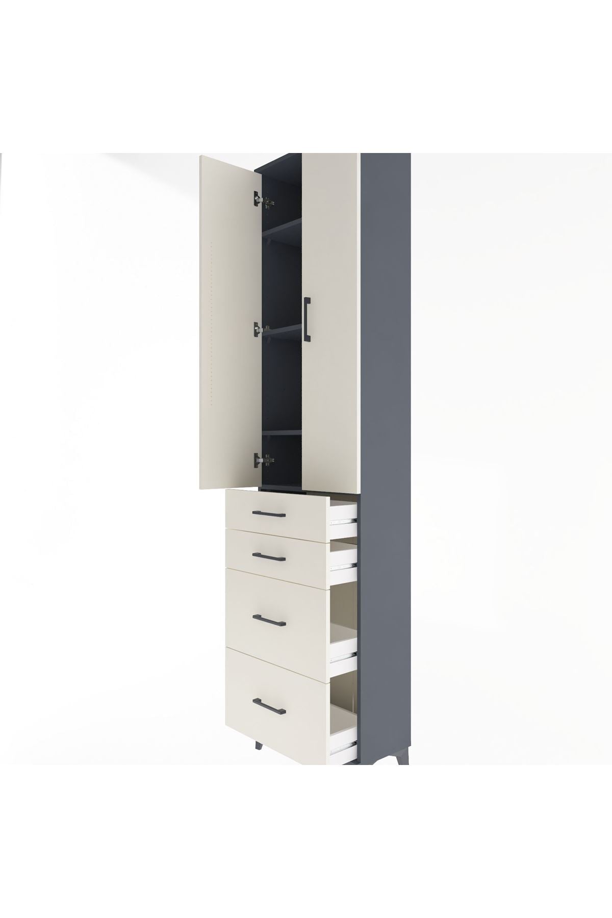 Arges Dolap 4 Raflı 4 Çekmeceli 2 Kapaklı 60x30x243 - S32M057V4A