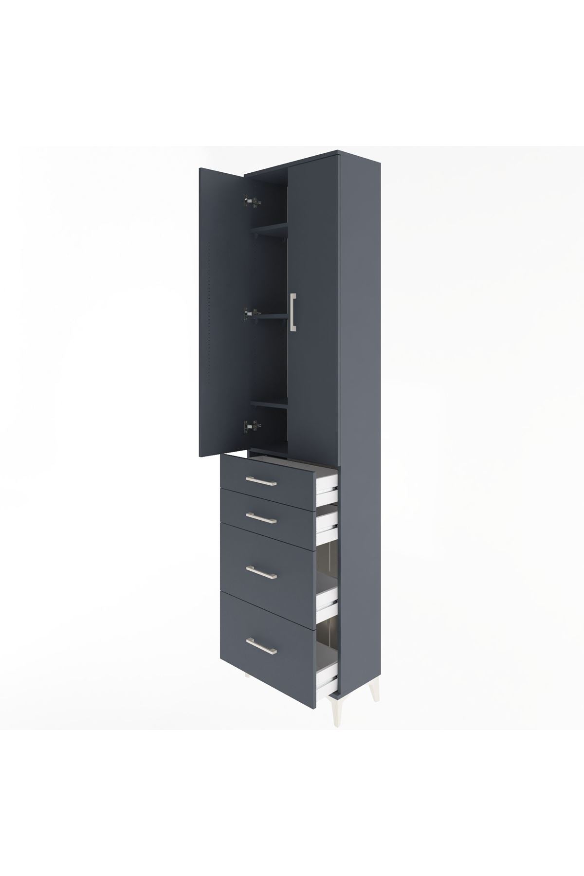 Arges Dolap 4 Raflı 4 Çekmeceli 2 Kapaklı 60x30x243 - S32M057V5A