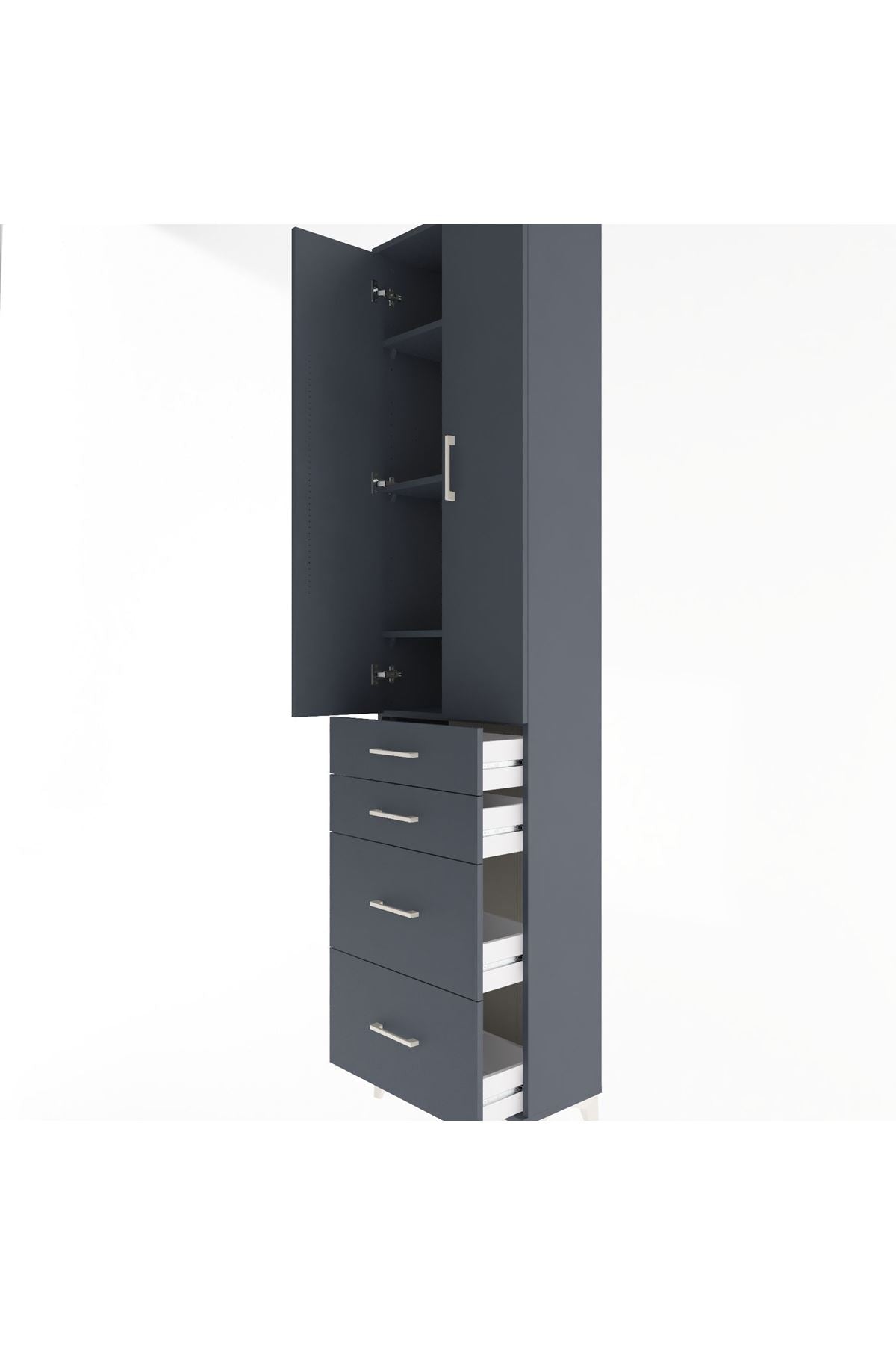 Arges Dolap 4 Raflı 4 Çekmeceli 2 Kapaklı 60x30x243 - S32M057V5A