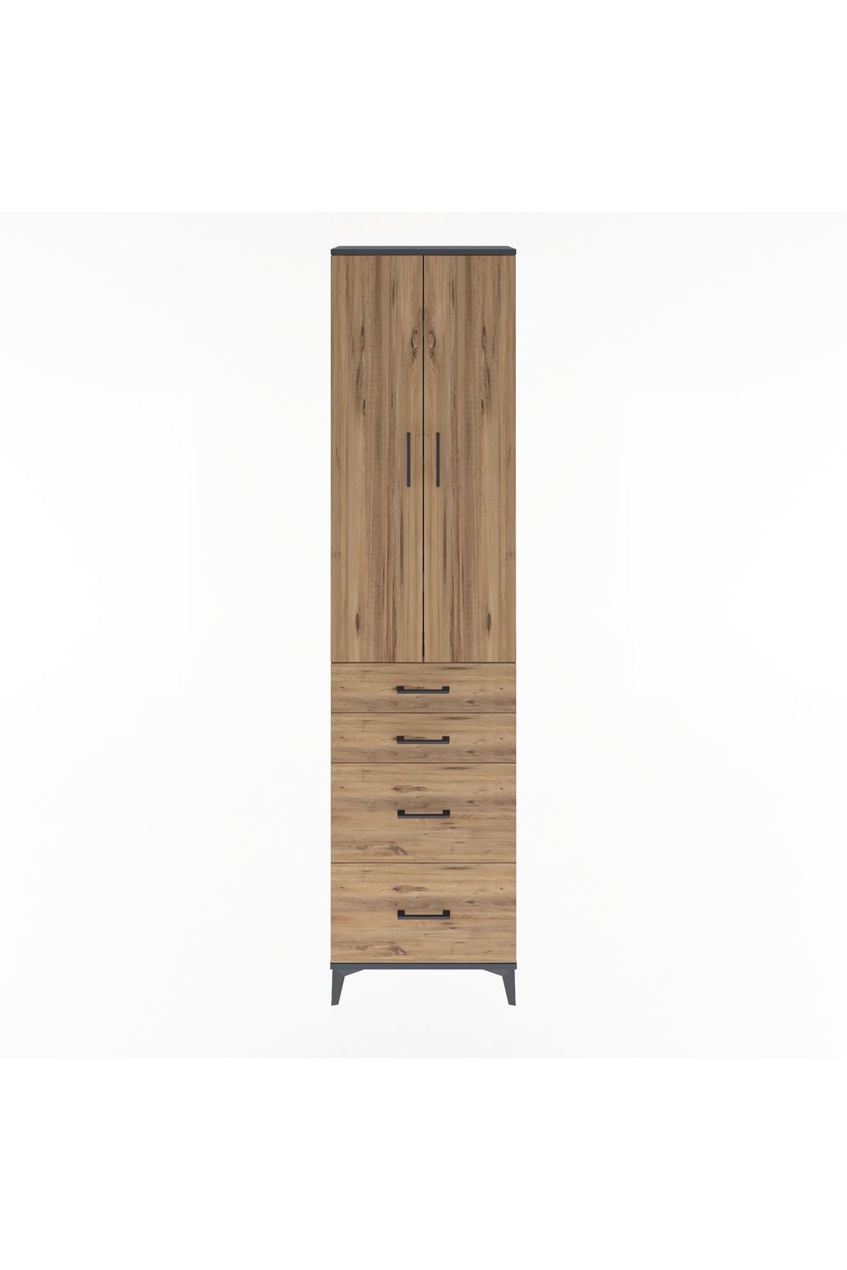 Arges Dolap 4 Raflı 4 Çekmeceli 2 Kapaklı 60x30x243 - S32M057V6A