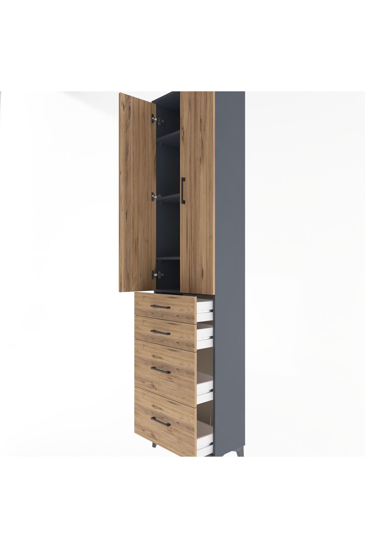 Arges Dolap 4 Raflı 4 Çekmeceli 2 Kapaklı 60x30x243 - S32M057V6A